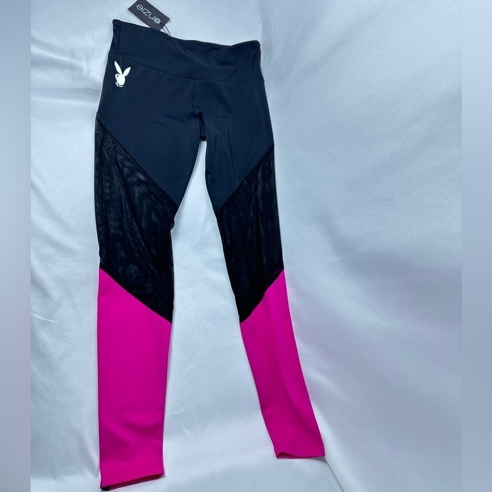 🅽🅴🆆 𝗥𝗔𝗥𝗘 𝐏𝐋𝐀𝐘𝐁𝐎𝐘 x Onzie black fuchsia 💕 mesh track legging, S/M - Picture 16 of 17